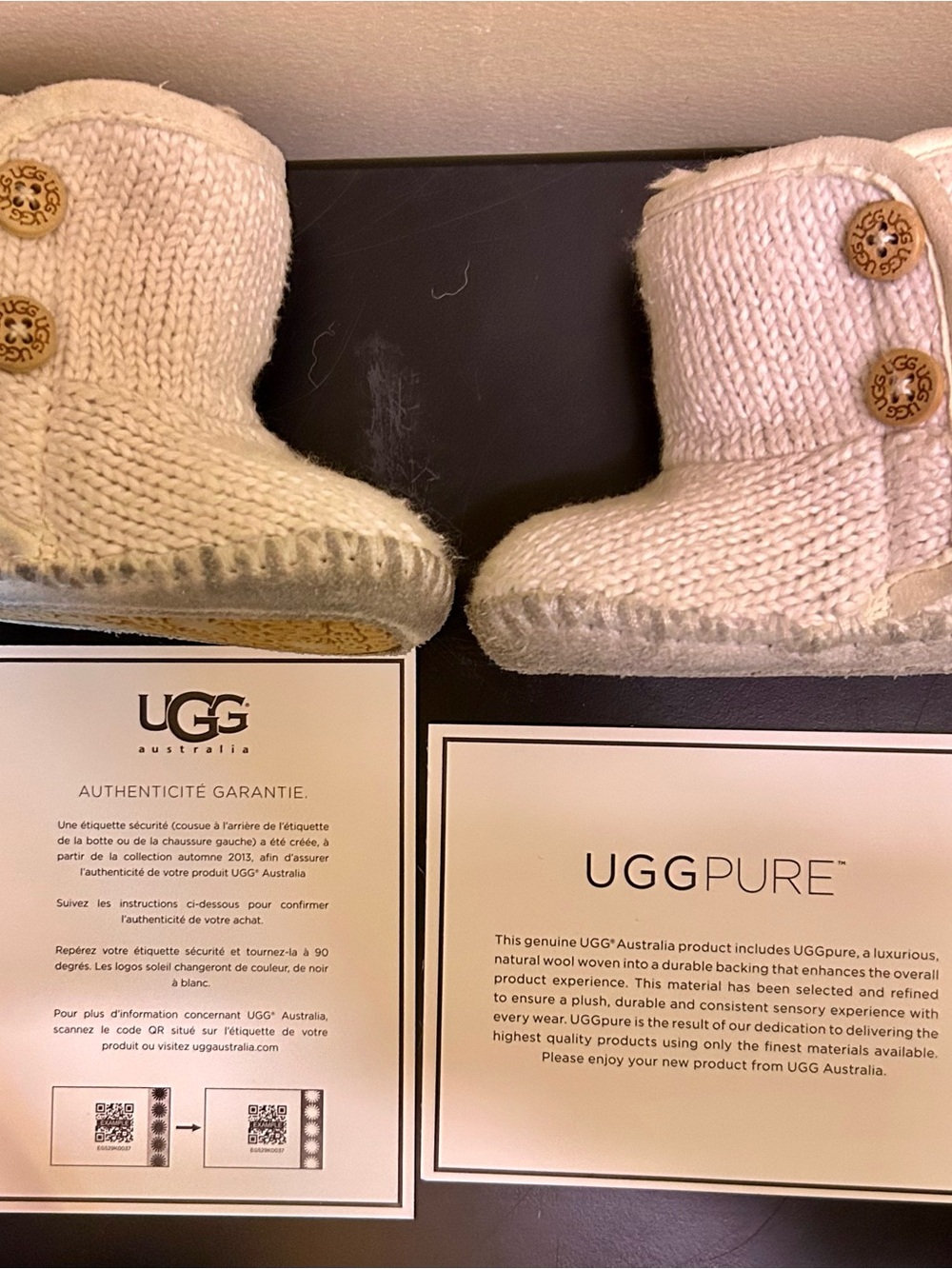 UGG Kids Knit Button Booties in Cream